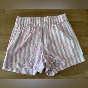 Old Navy Pink & White Striped High-Waist Casual Shorts